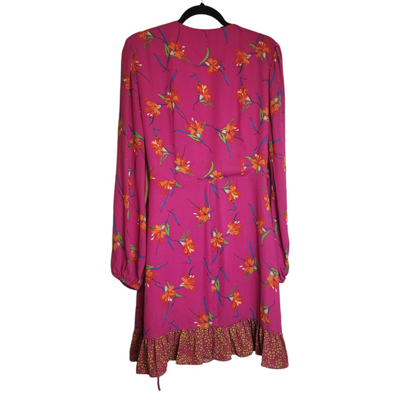 Charles Henry Blouson Sleeve Printed Wrap Dress size large - Picture 3 of 8